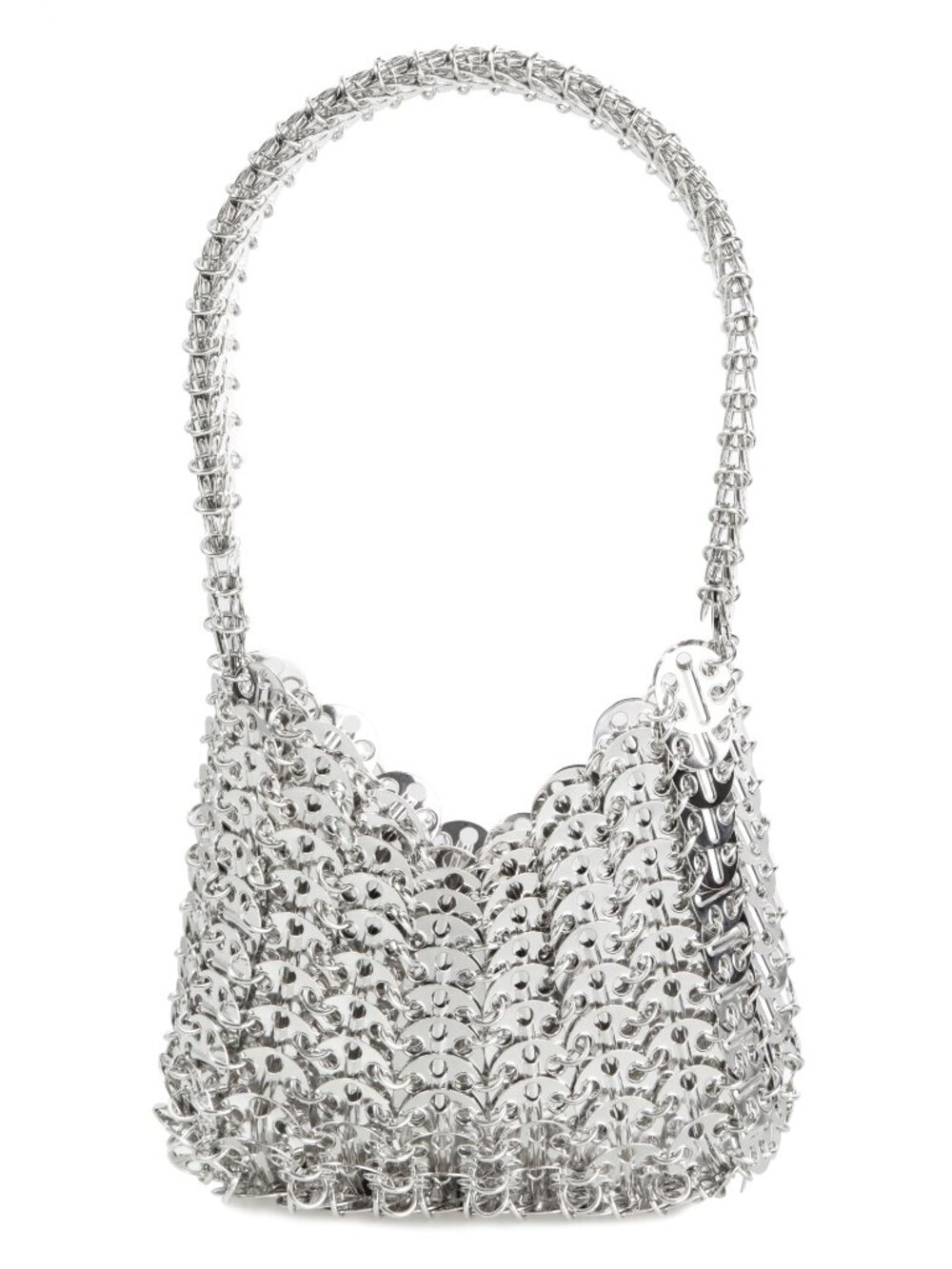 Women's Metallic Disc Party Handbag - Metal Sequin Top Handle Bag for Parties
